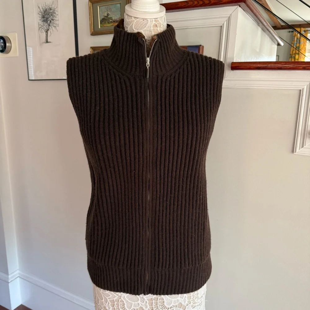 AGNONA Reversible Ribbed Cashmere & Mink Vest Sz 50 Made in Italy - Picture 3 of 7